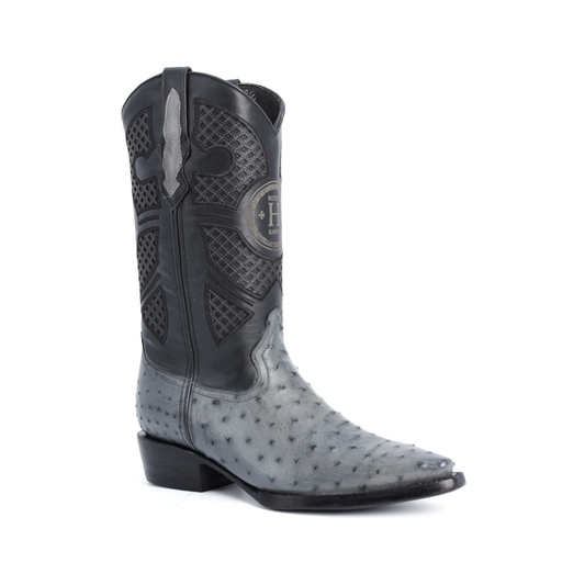 Bota Sinaloa en Piel de Avestruz Gris BH201