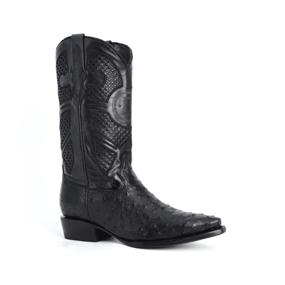 Bota Sinaloa en Piel de Avestruz Negro BH204
