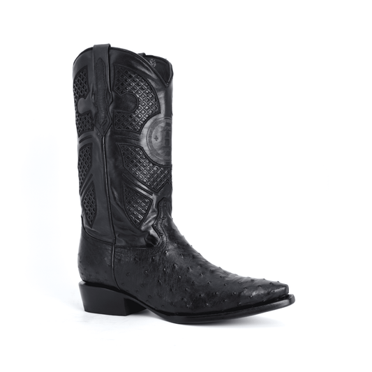 Bota Sinaloa en Piel de Avestruz Negro BH204