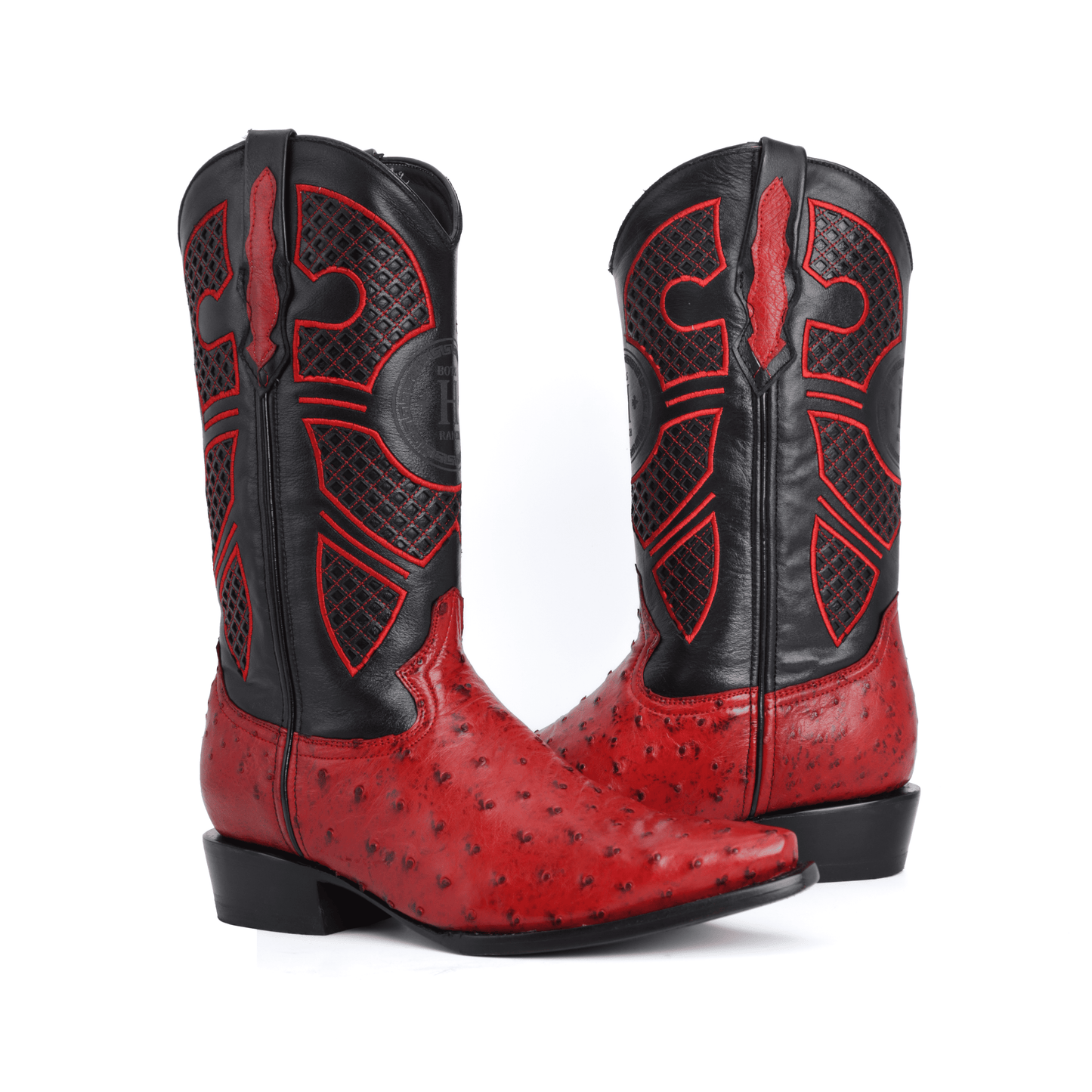 Bota Sinaloa en Piel de Avestruz Rojo BH203