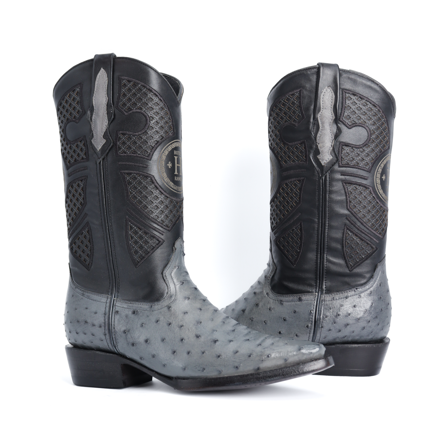 Bota Sinaloa en Piel de Avestruz Gris BH201