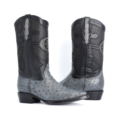Bota Sinaloa en Piel de Avestruz Gris BH201