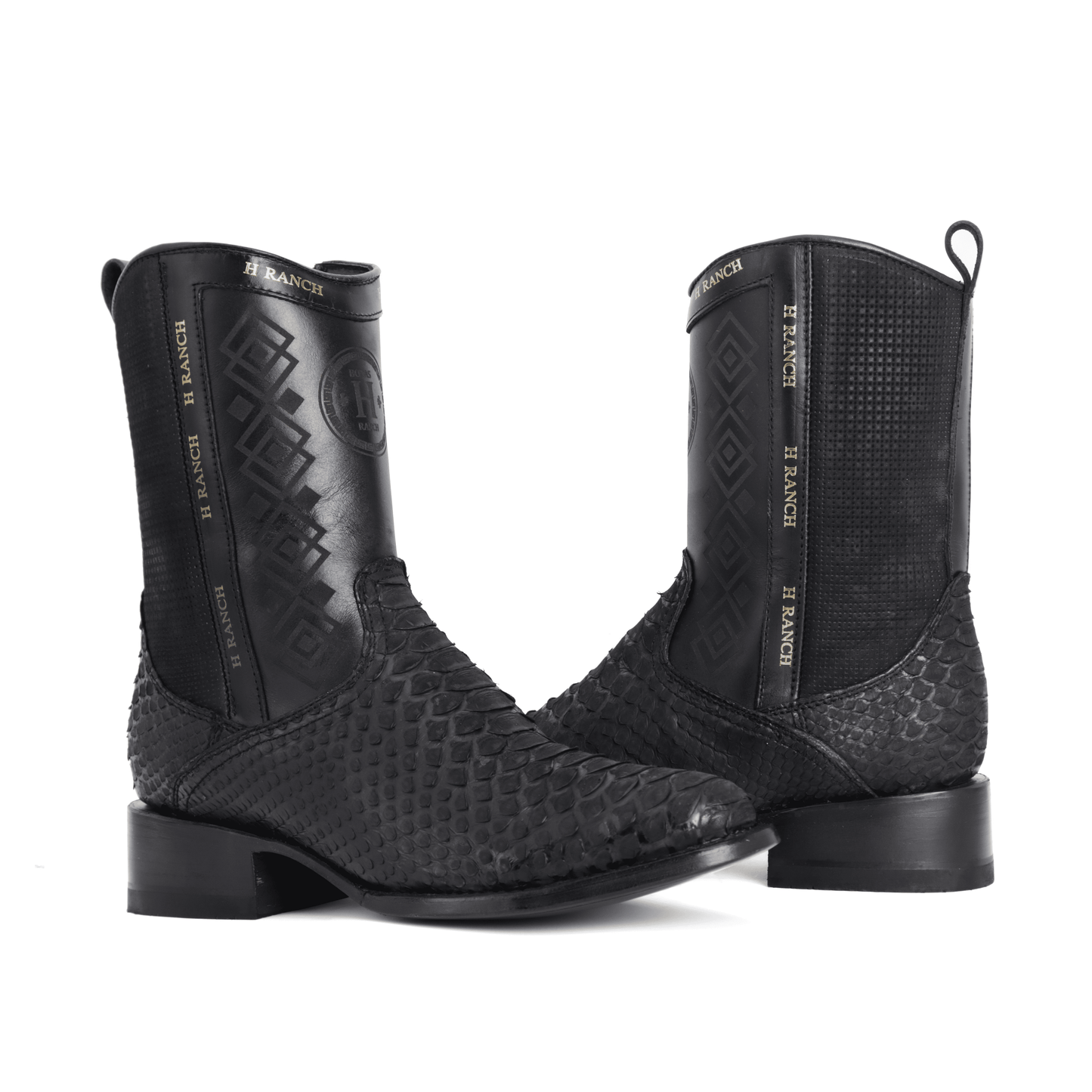 Botín Franchesco en Piel de Python Negro BH105